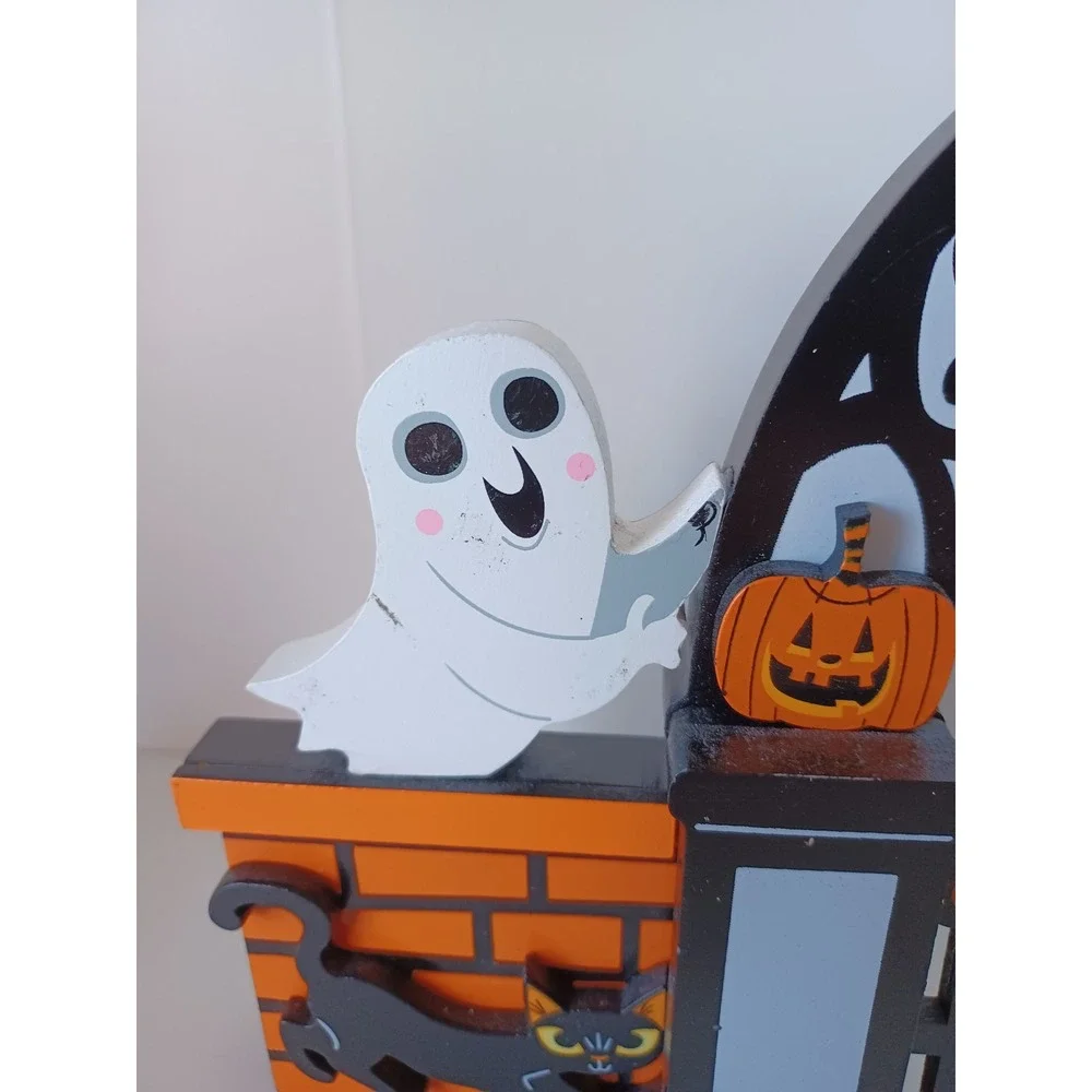 Cemetery With Ghosts And Pumpkins Decor Piece Halloween Holiday Seasonal